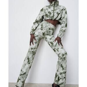 Zara Tie Dye Flared Leggings Pants Side Zip